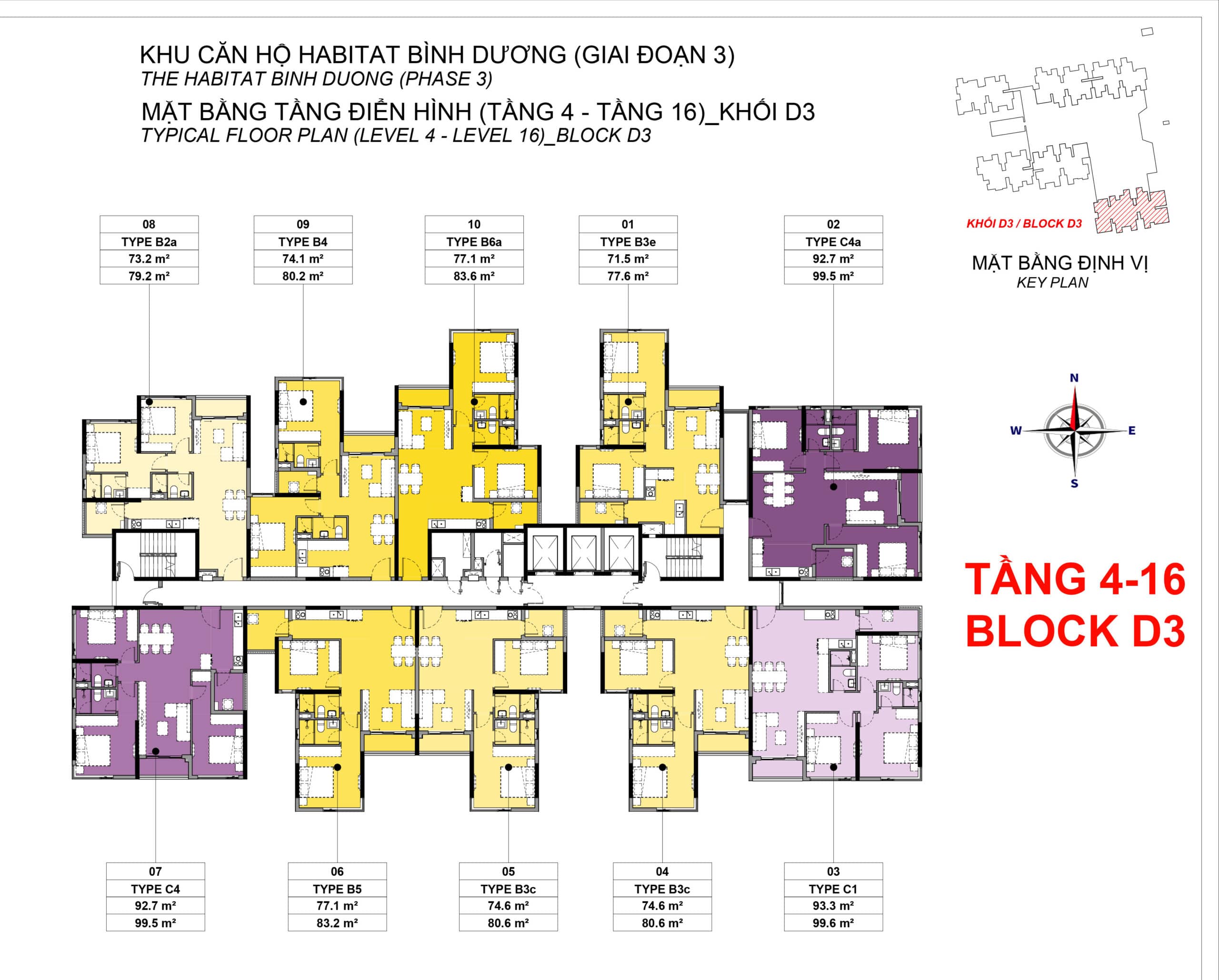 Mặt bằng tầng điển hình 4-16 Block D3 The Habitat