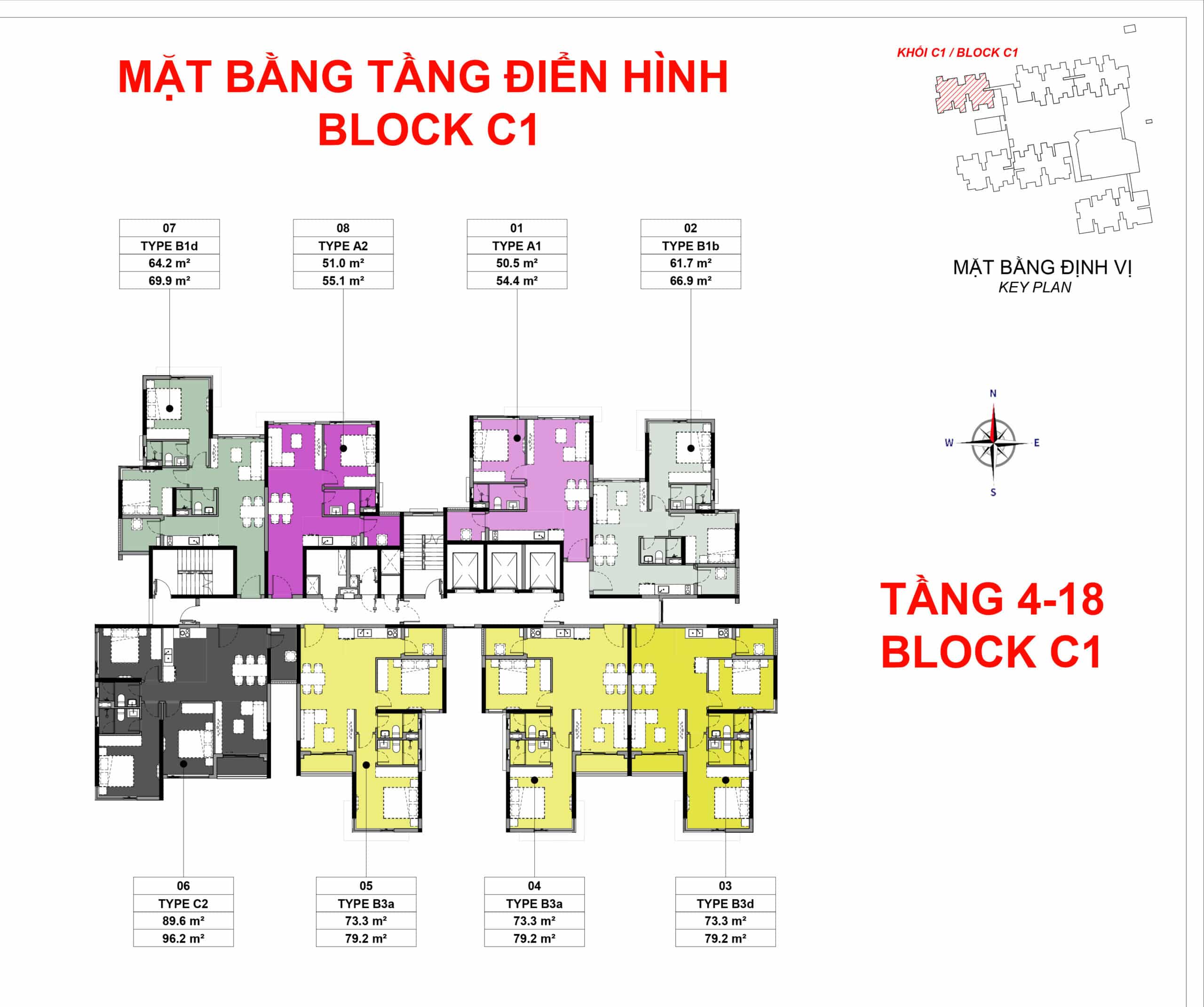 Mặt bằng tầng điển hình (4-18) Block C1 The Habitat