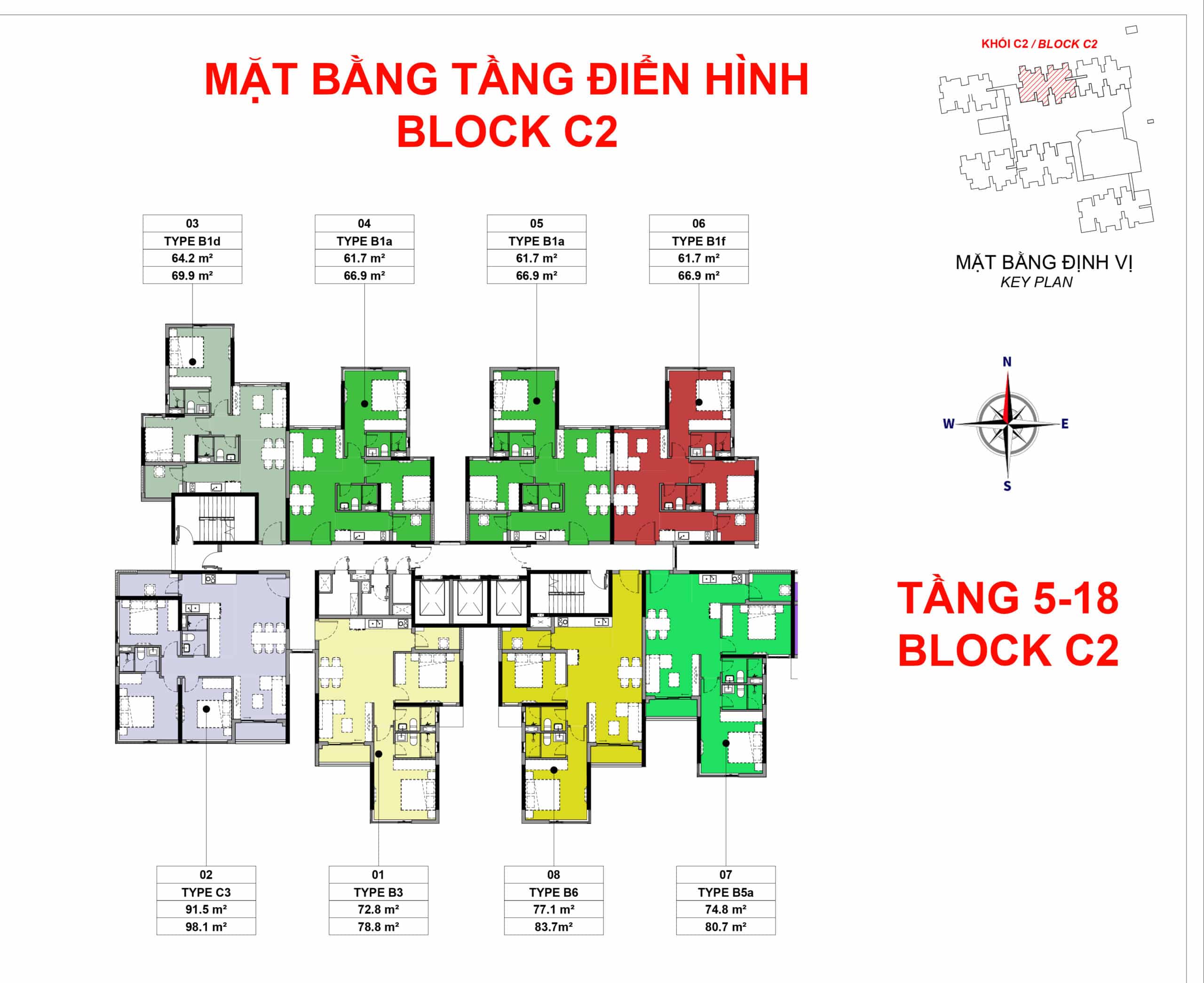 Mặt bằng tầng điển hình (5-18) Block C2 The Habitat