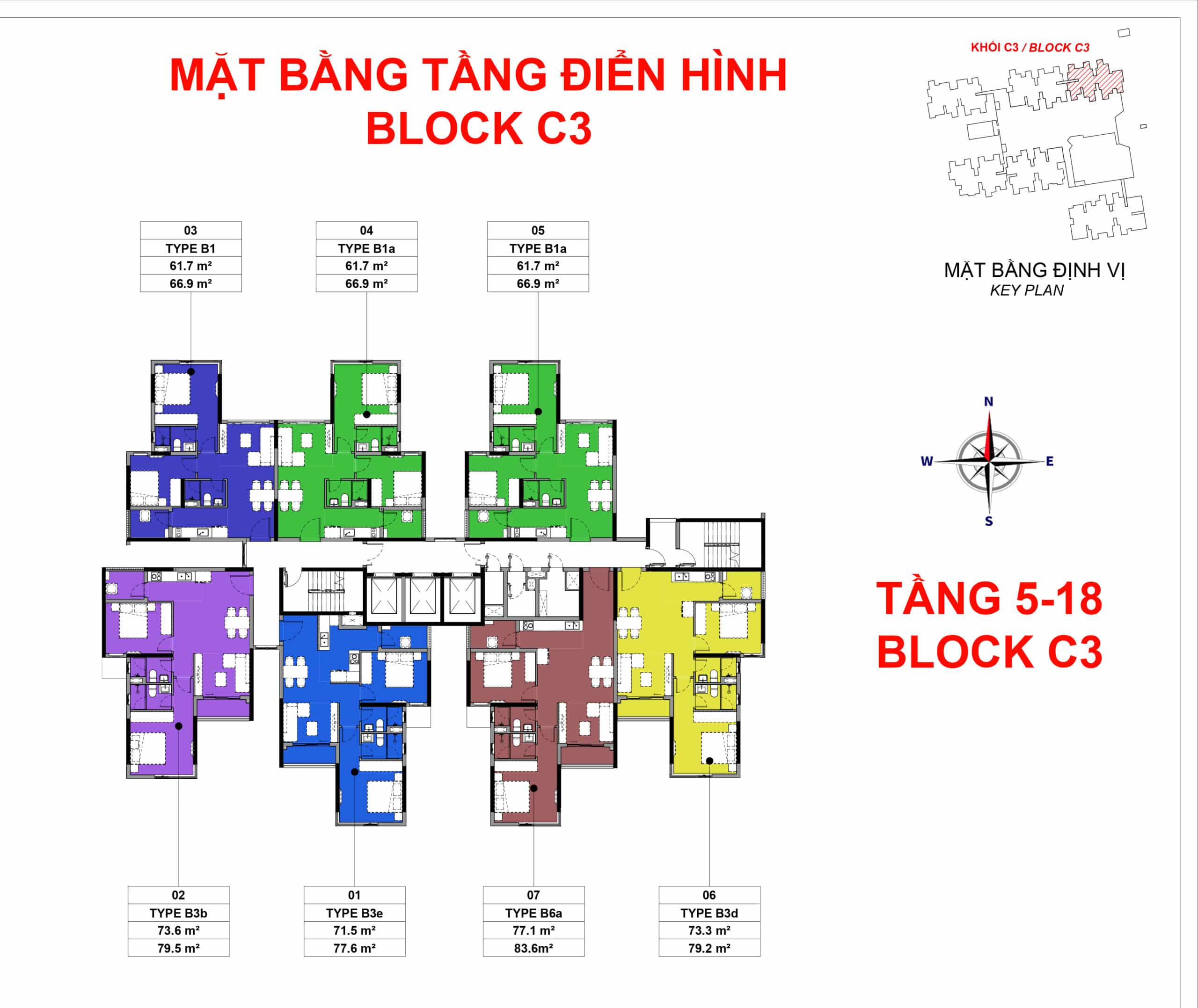Mặt bằng tầng điển hình (5-18) Block C3 The Habitat
