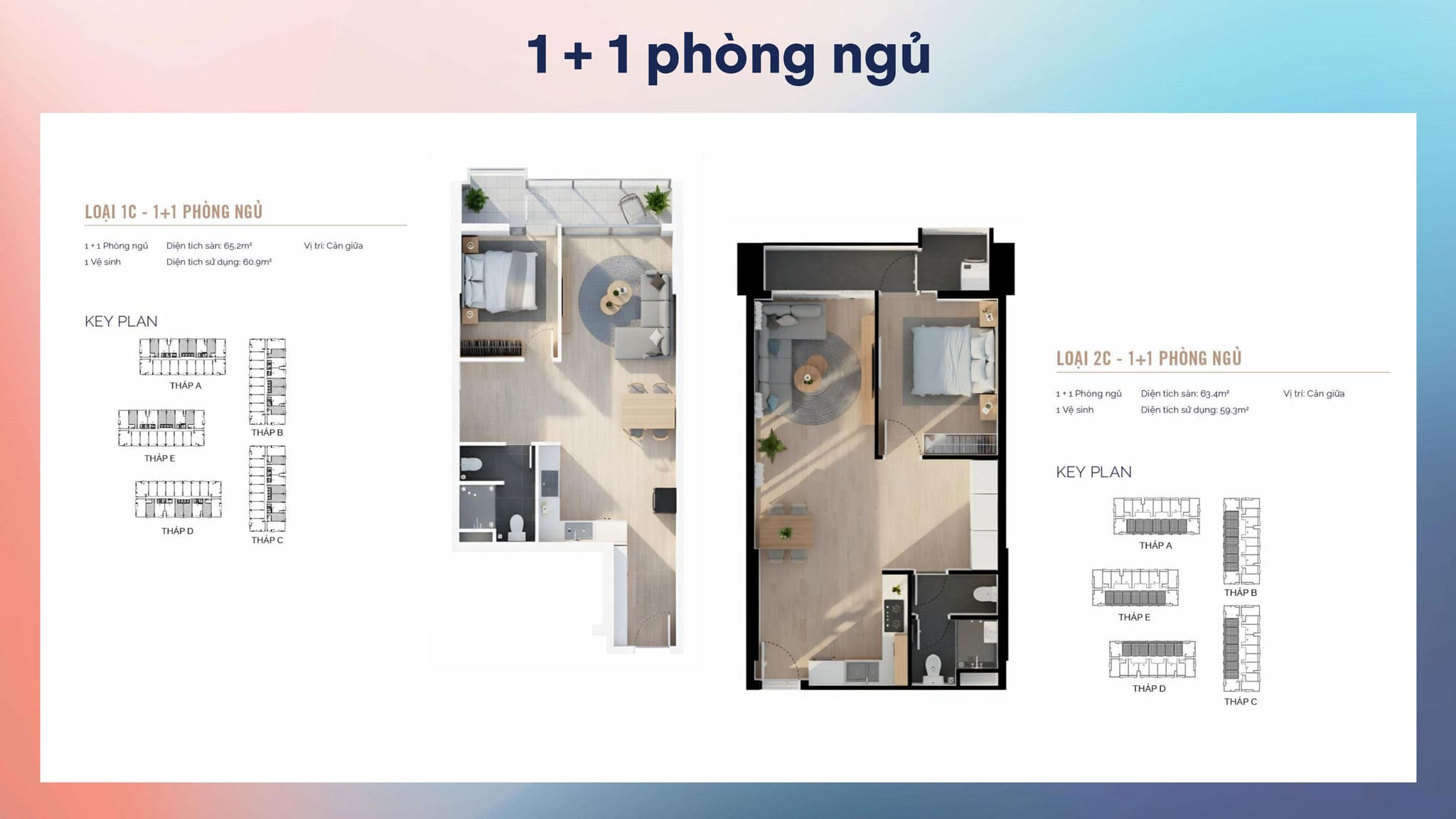 Layout thiết kế căn hộ 1+1 phòng ngủ dự án MT Eastmark City
