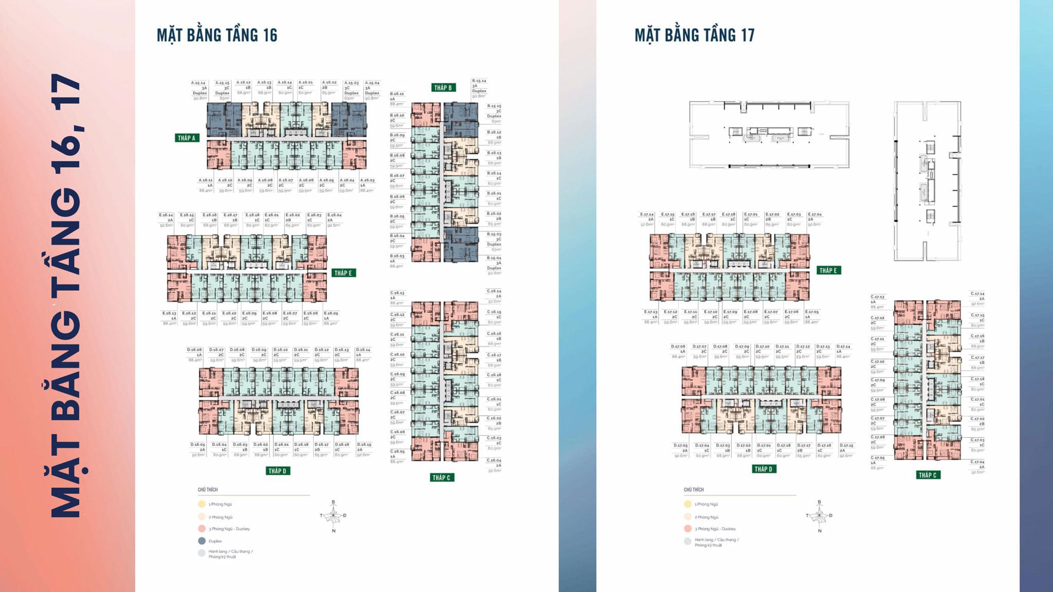 Mặt bằng điển hình tầng 16- 17 dự án MT Eastmark City Thủ Đức
