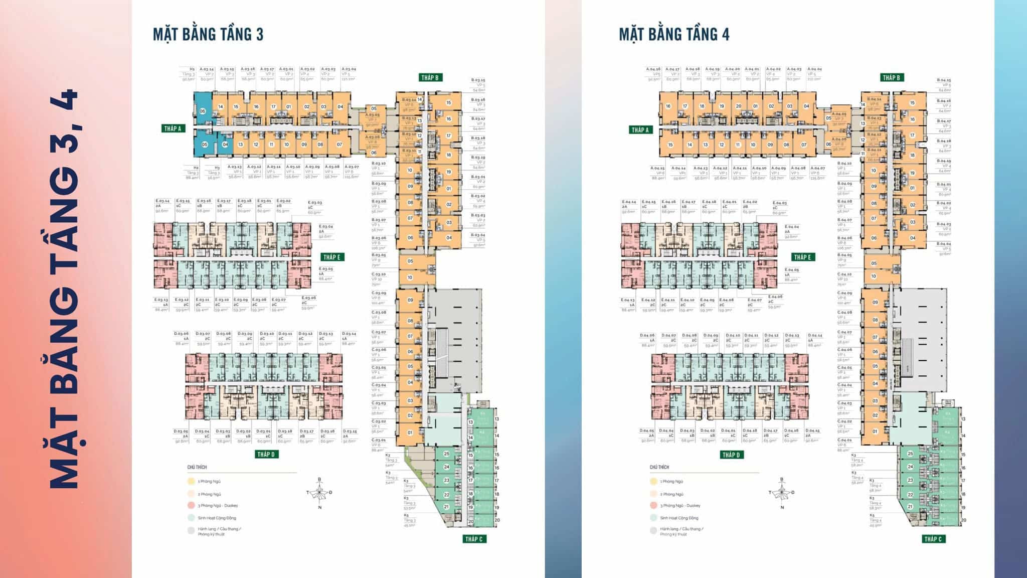 Mặt bằng điển hình tầng 3 - 4 dự án MT Eastmark City Thủ Đức