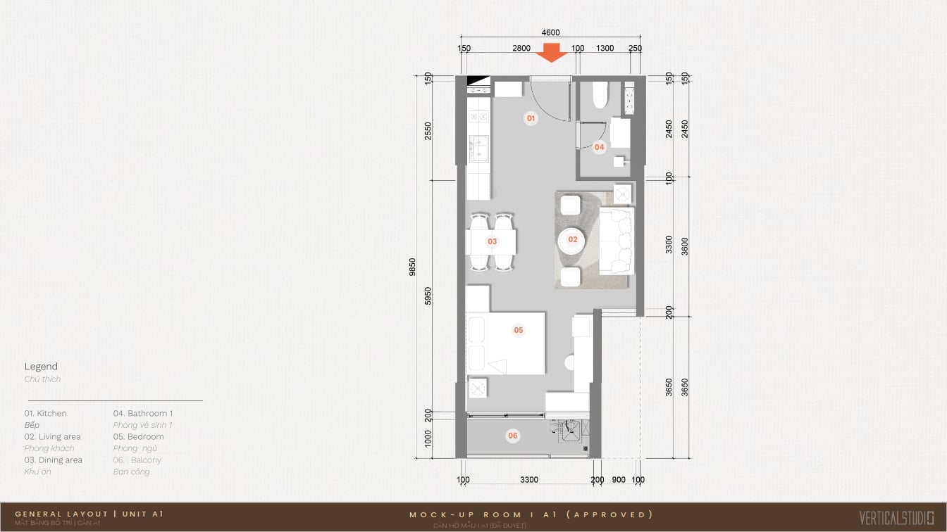Thiết kế 1 phòng ngủ tại The Aspira Thiết kế 1 phòng ngủ tại The Aspira