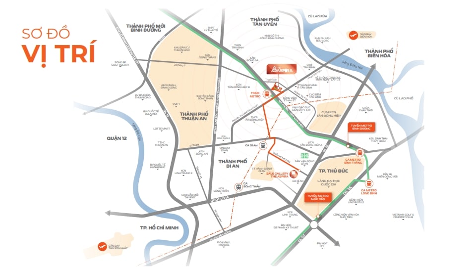 Vị trí dự án THE ASPIRA Bình Dương Vị trí dự án THE ASPIRA Bình Dương