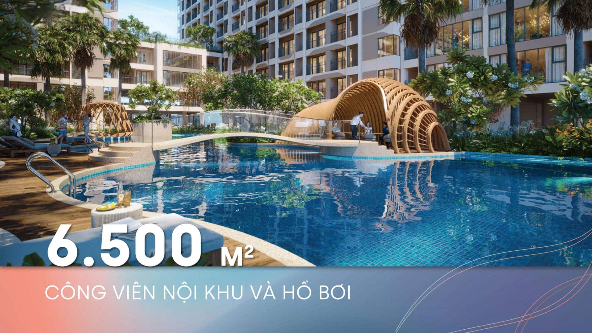 Công viên nội khu kết hợp hồ bơi 6.500m² tại MT Eastmark City mang đến không gian xanh rộng lớn, đường dạo bộ thoáng mát và khu thư giãn chuẩn nghỉ dưỡng cho cư dân.
