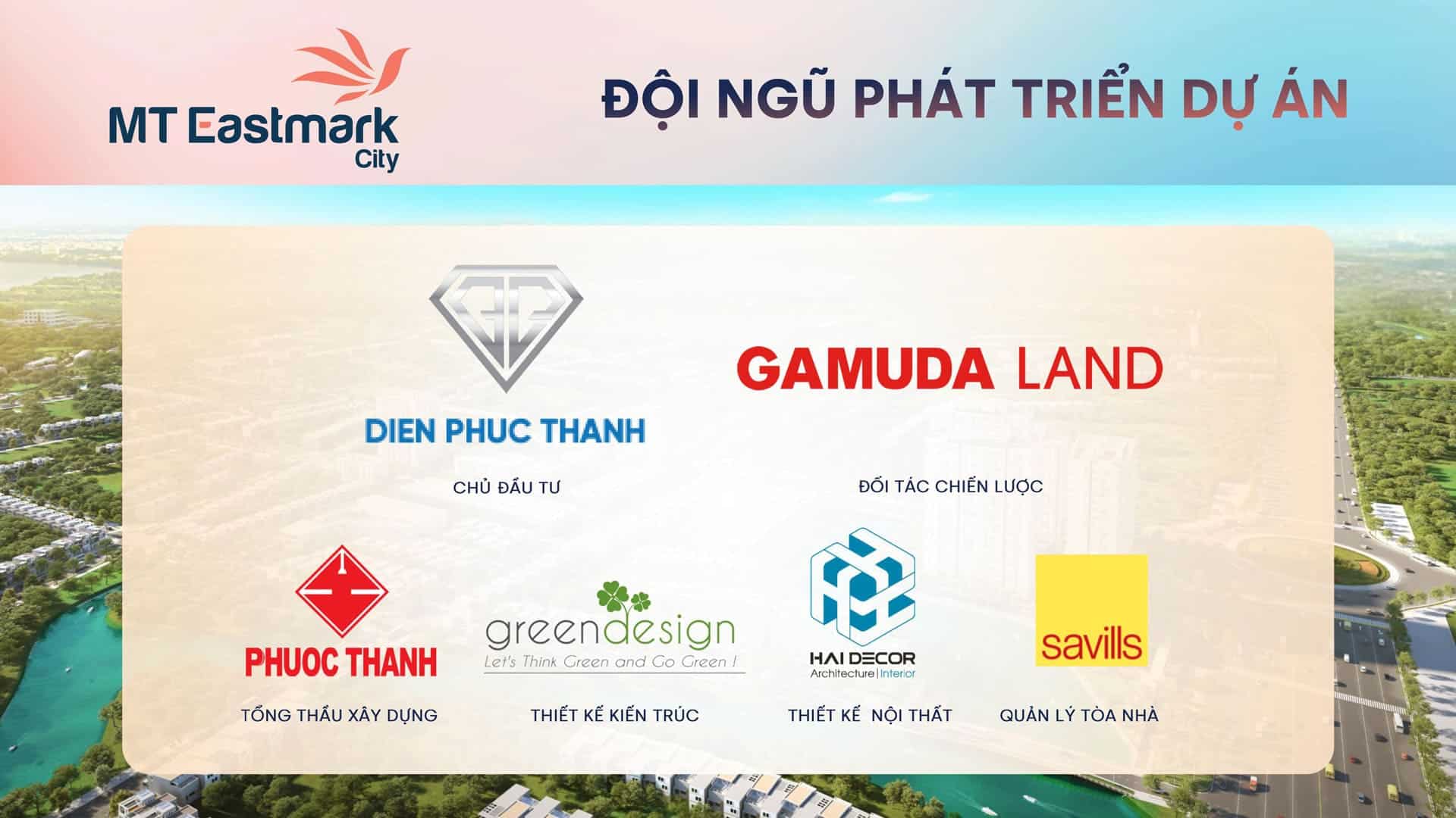 Sự hợp tác của đội ngũ phát triển chuyên nghiệp tạo nên MT Eastmark City, một khu đô thị đáng sống. Thiết kế kiến trúc độc đáo, tối ưu công năng sử dụng cho cư dân.