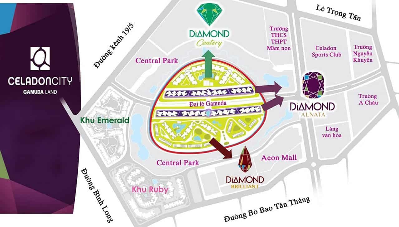 Mặt bằng khu đô thị Celadon City Tân Phú của Gamuda Land