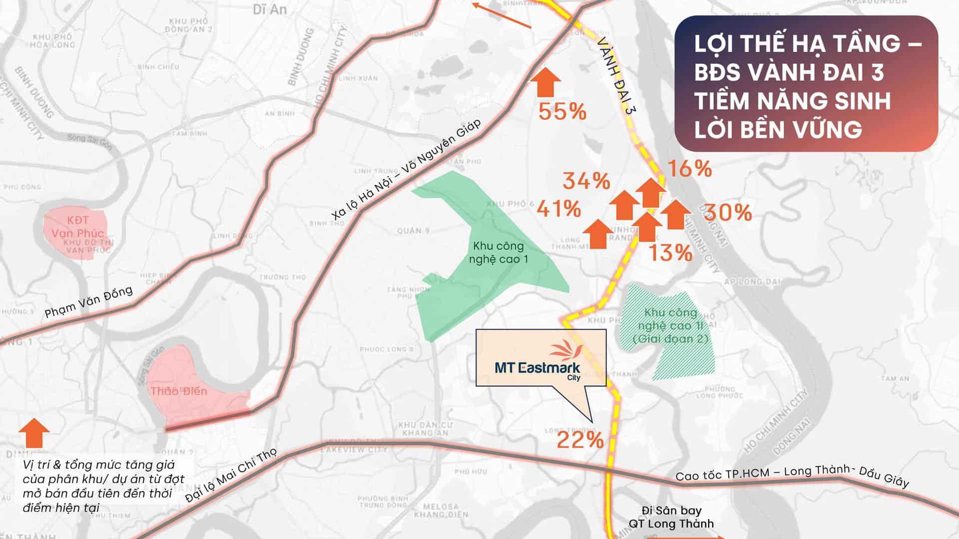 MT Eastmark City tọa lạc tại khu vực có hạ tầng phát triển đồng bộ, nằm trong quy hoạch đô thị mới Thủ Đức. Đảm bảo giá trị bất động sản bền vững theo thời gian.
