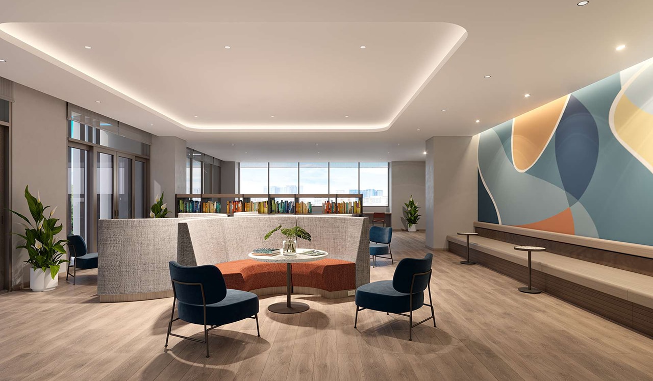 Tiện ích thư viện + phòng đọc sách tại tầng 3 The Gió Riverside Tiện ích dự án căn hộ chung cư The Gió Riverside Bình Dương chủ đầu tư An Gia