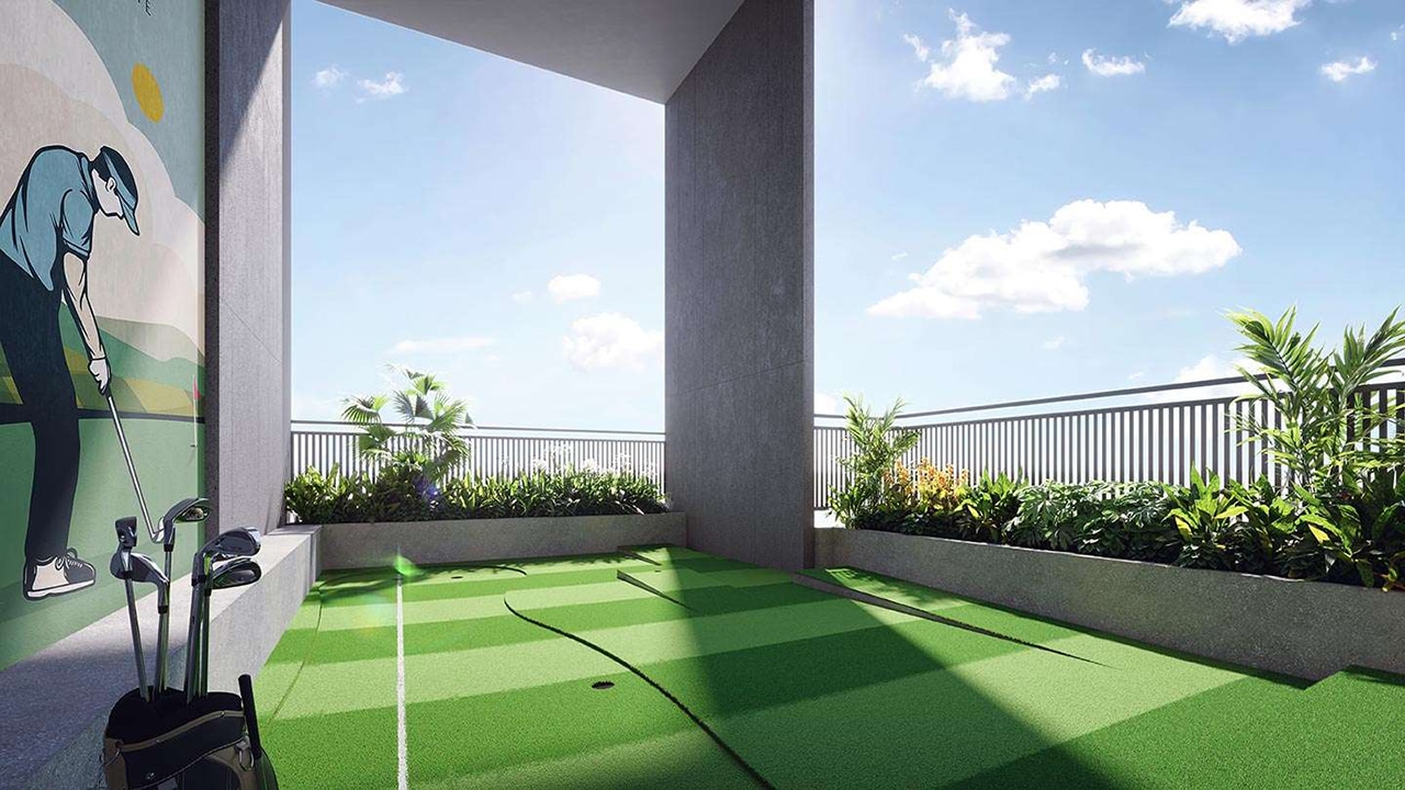 Tiện ích khu tập chơi Golf tại tầng 20 The Gió Riverside Tiện ích dự án căn hộ chung cư The Gió Riverside Bình Dương chủ đầu tư An Gia