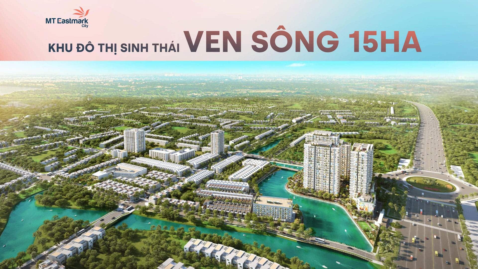 Vị trí MT Eastmark City đắt giá bên sông, tạo nên khu đô thị sinh thái xanh mát tại Thủ Đức. Tận hưởng không gian sống trong lành, gần gũi thiên nhiên tuyệt vời.